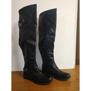 Knee-High Black Leather American Rag AADARRAP Boots 9.5M With Buckle Accents & Z